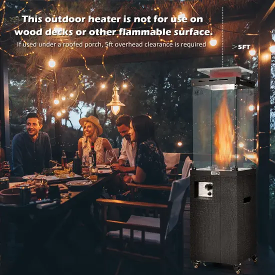 Propane Patio Heater with 41,000 BTU, Wheels and Waterproof Cover Black {5}