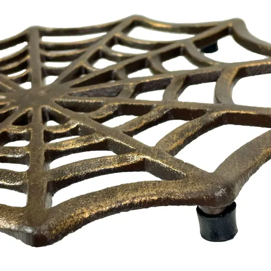 Cast Iron Spider Web Trivet 8" Bronze Gothic Decor, Kitchen Heat Resistant Mat {4}