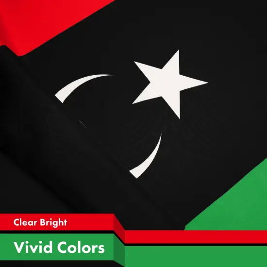 G128 3 Pack: Libya Libyan Flag | 3x5 Ft | LiteWeave Pro Series Printed 150D Polyester | Country Flag, Indoor/Outdoor, Vibrant Colors, Brass Grommets {3}