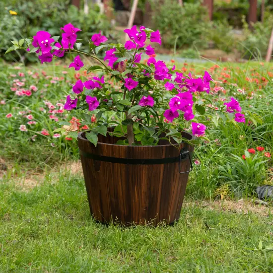 Wooden Whiskey Barrel Planters {4}