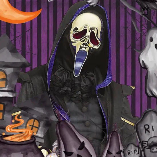 Adults Masquerade Ghost Costume with Hooded Coat and Gold Mask {5}