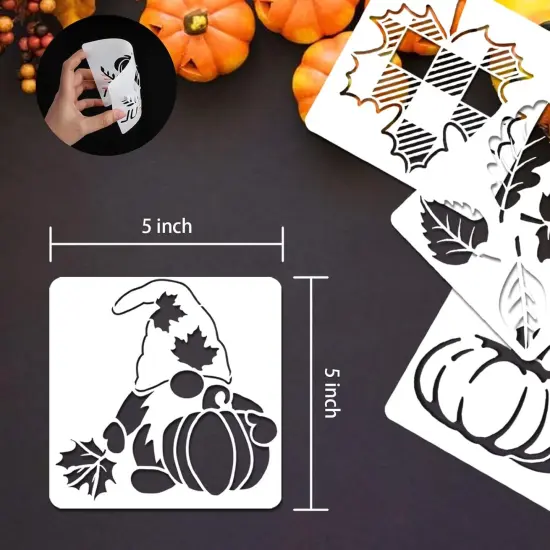 16 Pcs Fall Stencils - 5x5 Inch {2}