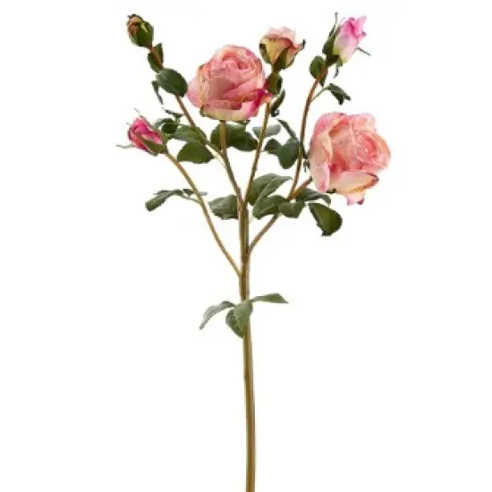27.5" Artificial Pink Rose Spray – Faux Rose Stem with 3 Buds-FSR571 {2}