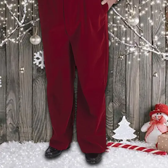 Burgundy Velvet Santa Overalls with Decorative Buckles, XL Size Christmas Costume Piece {5}