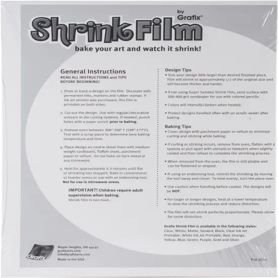 Grafix Shrink Film 8.5"X11" 50/Pkg {3}