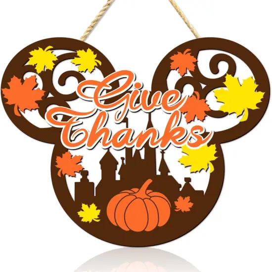 Fall Mouse Wooden Door Hanging Sign - Give Thanks {2}
