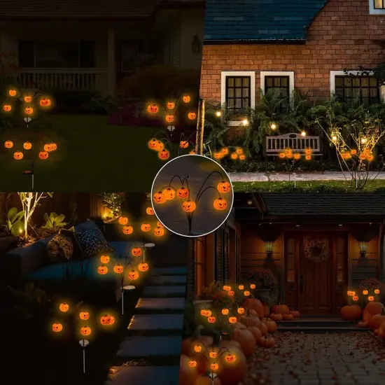 2 Pack Halloween Pumpkin Solar Lights - 12LED (Orange) {5}