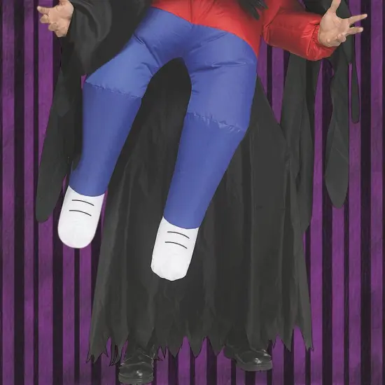 Adults Inflatable Piggyback Ghost Face Costume with Fan and Halloween Crowd {6}
