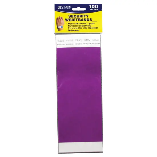 DuPont&trade; Tyvek&reg; Security Wristbands, Purple, Pack of 100 {1}