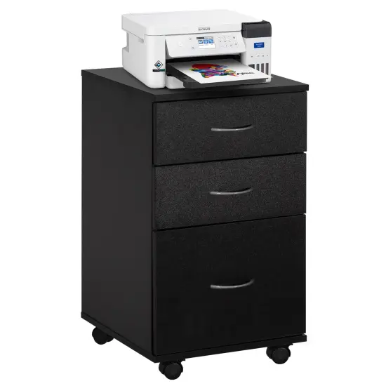 Office File Cabinet 3 Drawer Chest with Rolling Casters White {9}