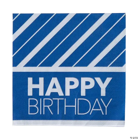 Happy Birthday Party Blue & Silver Luncheon Napkins - 16 Ct. {2}