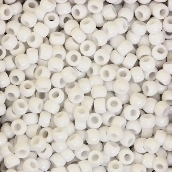 Pony Beads, White, 6 mm x 9 mm, 1000 Pieces {1}