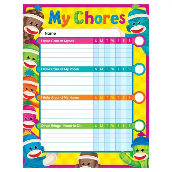 Sock Monkeys Chore Charts, pad of 25 {1}