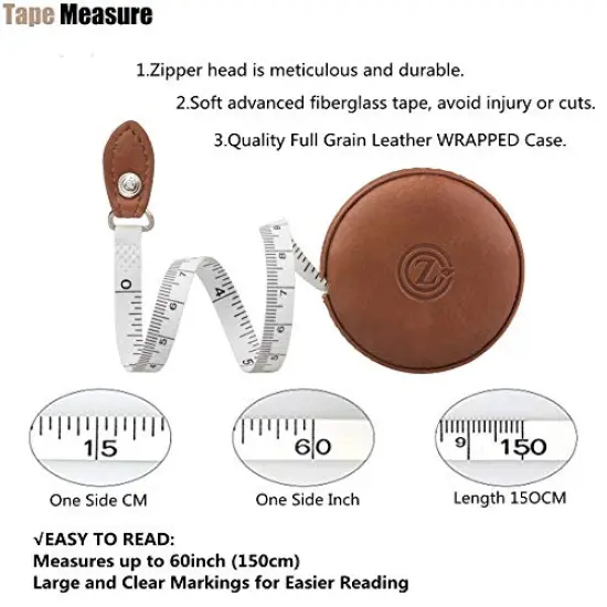 Sewing Tape Measure Medical Body Cloth Tailor Craft Dieting Measuring Tape 60 Inch/1.5M Dual-Sided Retractable Ruler with Push Button Round 1 Pack Brown {1}