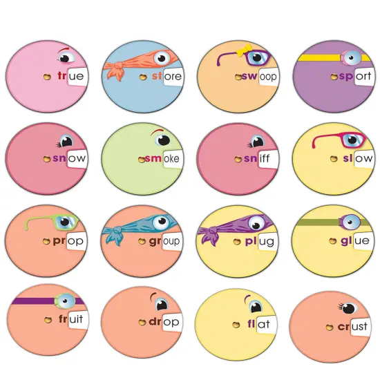 Carson Dellosa 36-Piece Word Wheel Beginning Blends Bulletin Board Cutouts, Blends and Digraphs Phonics Cutouts for Bulletin Board, Phonics, and Language Arts Classroom D&eacute;cor {1}