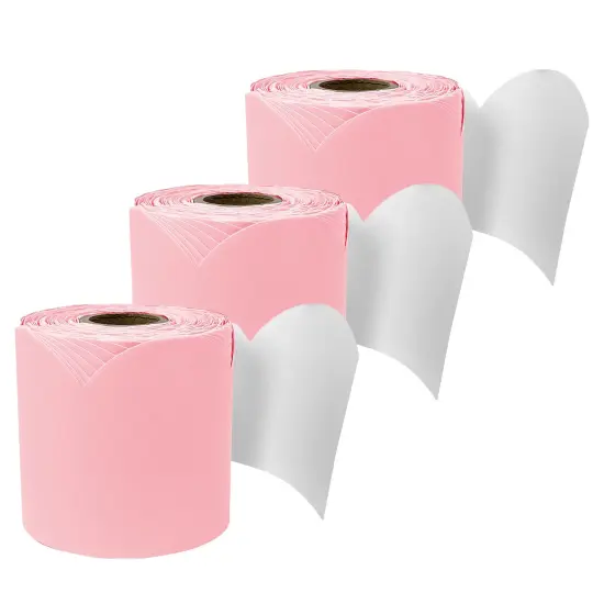 Rolled Scalloped Bulletin Board Border, Dusty Rose, 65 Feet, Pack of 3 {1}