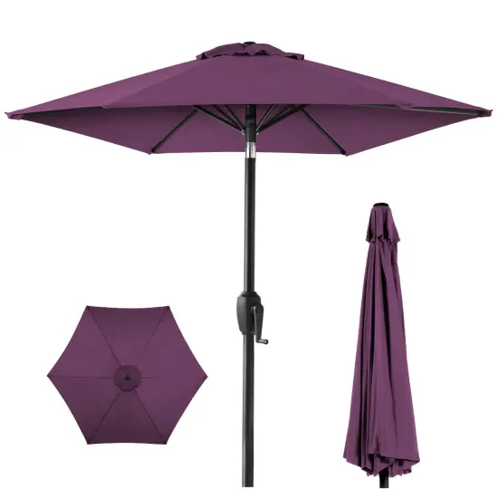 Best Choice Products 7.5ft Heavy-Duty Outdoor Market Patio Umbrella w/ Push Button Tilt, Easy Crank Amethyst Purple {1}