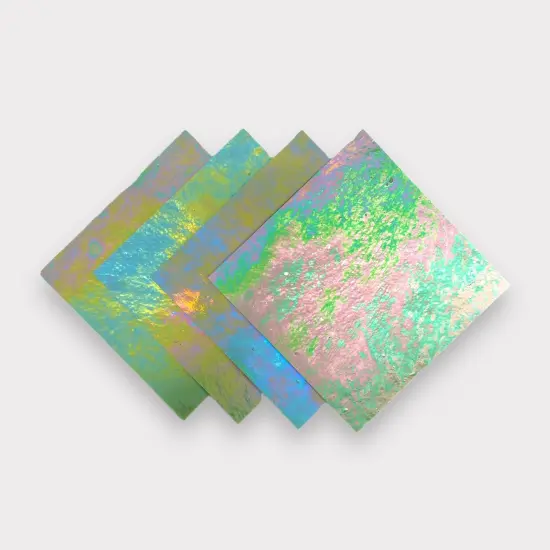 Olive Green Luminescent COE 96 Fusible Glass Sheets / Mosaic Squares - 4 Pack {1}