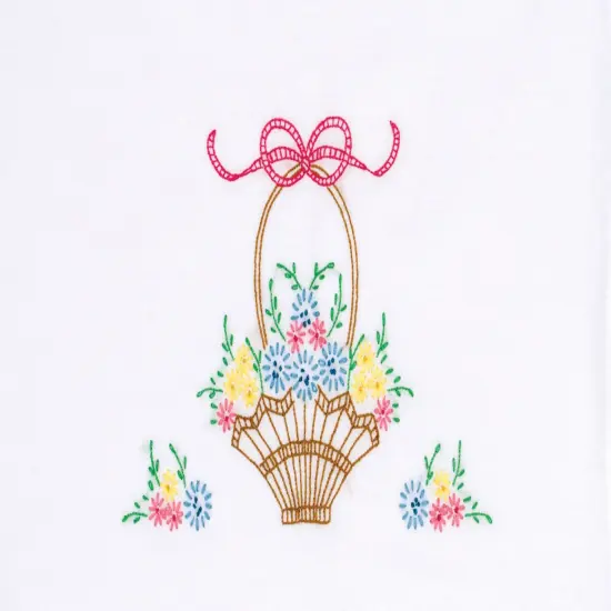 Jack Dempsey Stamped Pillowcases W/White Lace Edge 2/Pkg-Basket Of Daisies {4}