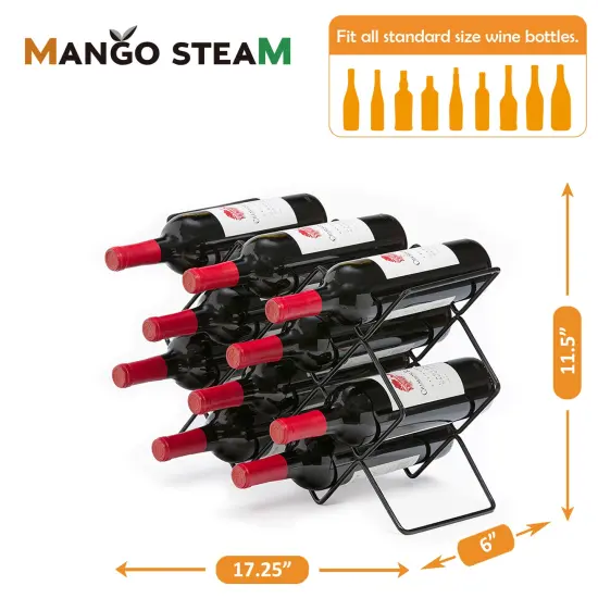 Mango Steam Modern Hexagon 10-Bottle Metal Wine Rack Black {6}