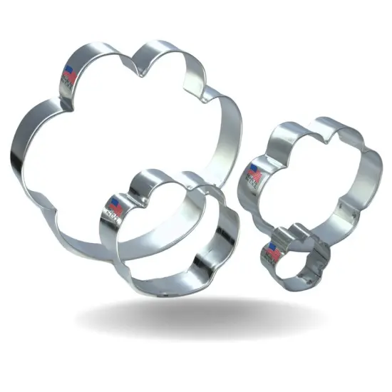 Paw Print Cookie Cutters 4 Pc Set. USA Tin Plate Steel - By CookieCutter.Com {1}