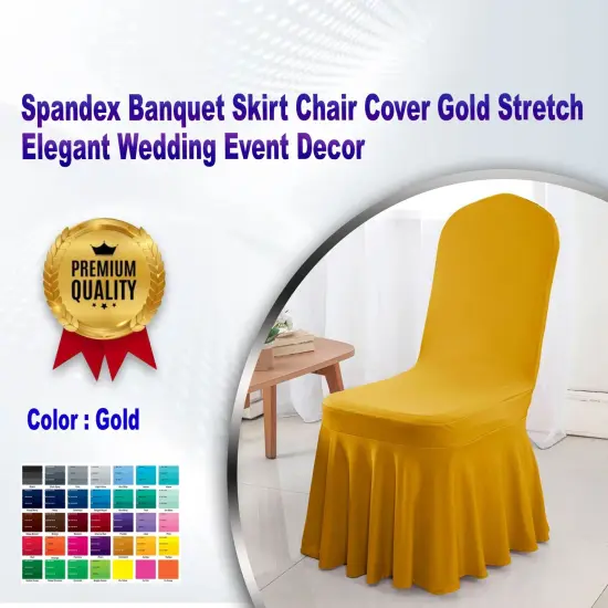 Spandex Banquet Skirt Chair Cover Gold Stretch Elegant Wedding Event Decor {1}