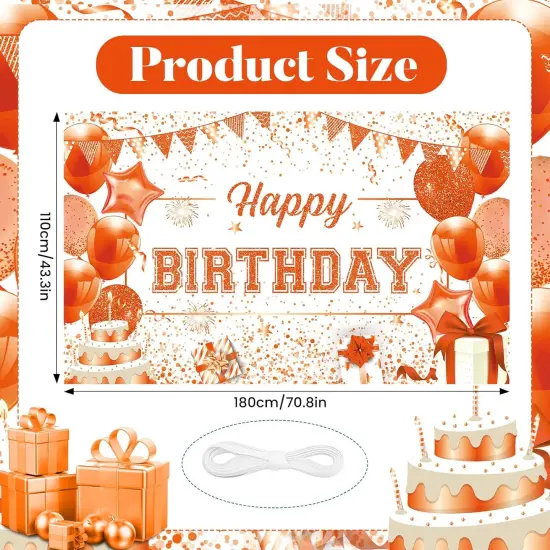 Orange Banner Decorations Large Orange and White Birthday Banner,70.9 x 43.3 Inch {2}