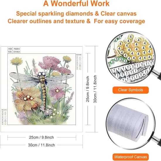 Diamond Painting Kits for Adults Dragonfly 12&times;12inch {3}