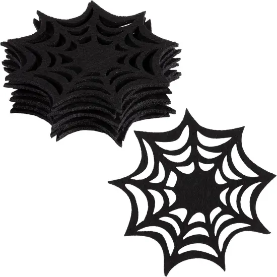 10 Pack Halloween Drink Coasters Black Spider Web Coaster Spooky 4.3 x 4.3 Inch {1}