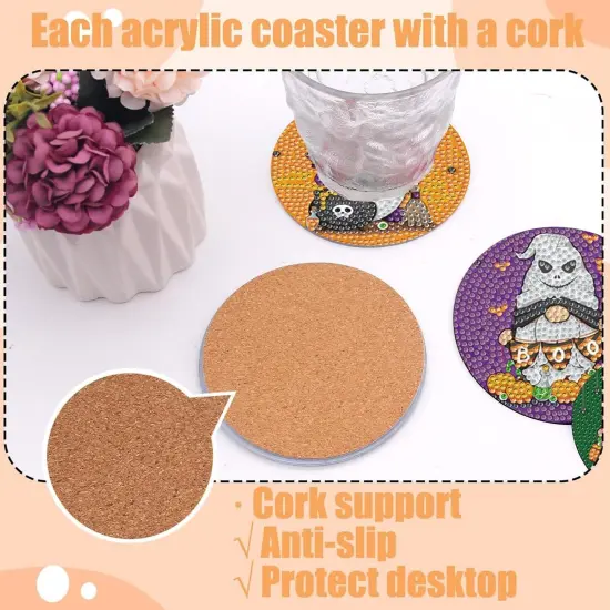 8PCS Halloween DIY Drink Coasters Kit {4}