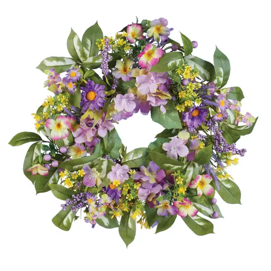 Collections Etc Artificial Purple Floral Garden Hanging Spring Wreath {2}