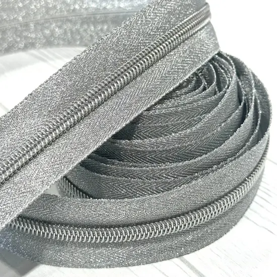 Silver Metallic Zipper Tape {1}