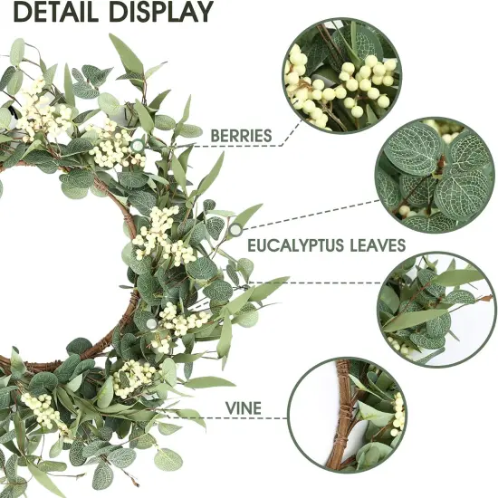 20" Lush Eucalyptus Wreath &ndash; Elegant Greenery for Front Door, Porch & Home D&eacute;cor {3}