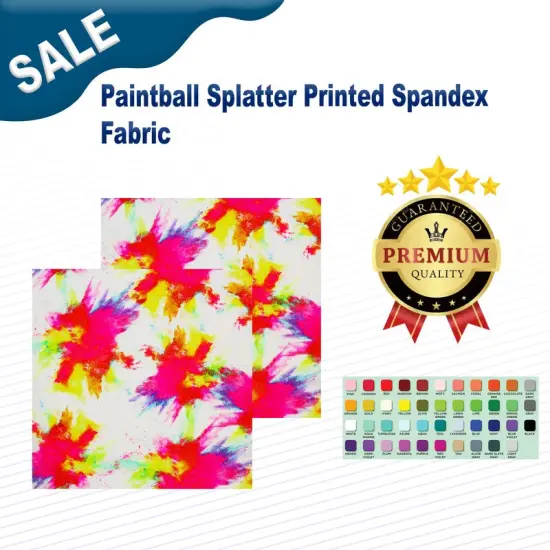 Paintball Splatter Printed Spandex Fabric Multicolor {2}