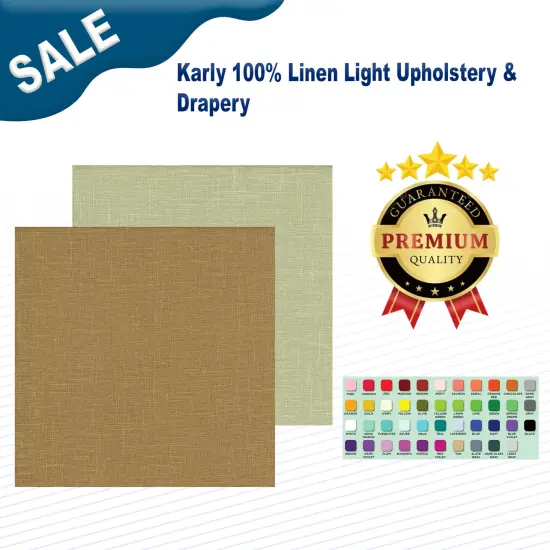Karly 100% Linen Light Upholstery & Drapery 54" Width Plaza {2}