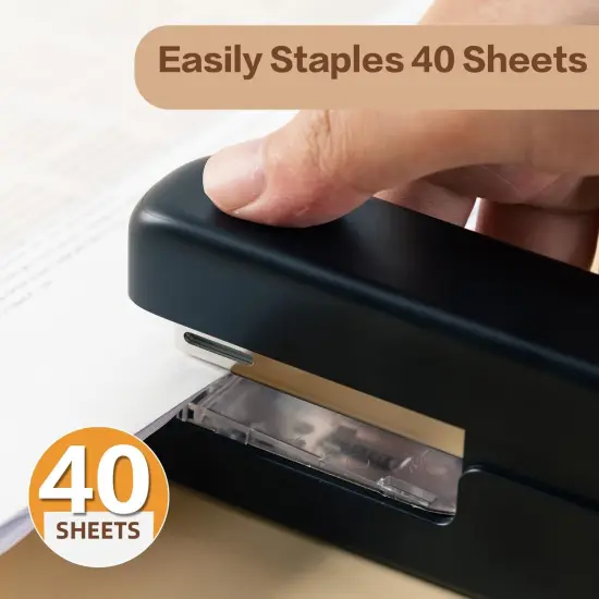Desktop Staplers with 830 Staples and Integrated Staple Remover, 40 Sheet Capacity Office Stapler, Black {2}