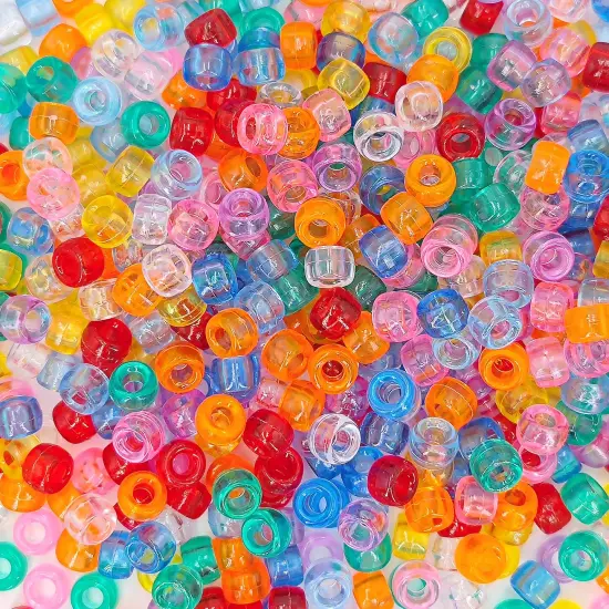 MIIIM 1000PCS 6x9mm Clear Pony Beads Bulk, Kandi Beads for Bracelets Making Kit, Hair Braids Craft for Jewelry Making (Clear Multi Color) {1}