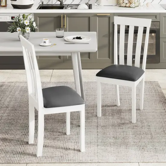 Set of 2 Wooden Kitchen Chairs with Comfortable Padded Seat and Rubber Wood Frame Espresso {9}