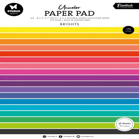Studio Light Essentials Unicolor Paper Pad 11.7"X8.26" -Nr. 297 Bright Tones {1}
