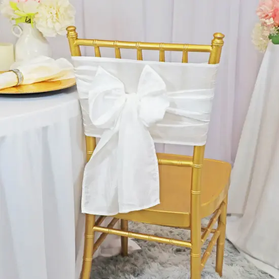 10 Pieces Elegant 9.5 by 108 inch Crushed Taffeta Chair Sashes White {2}