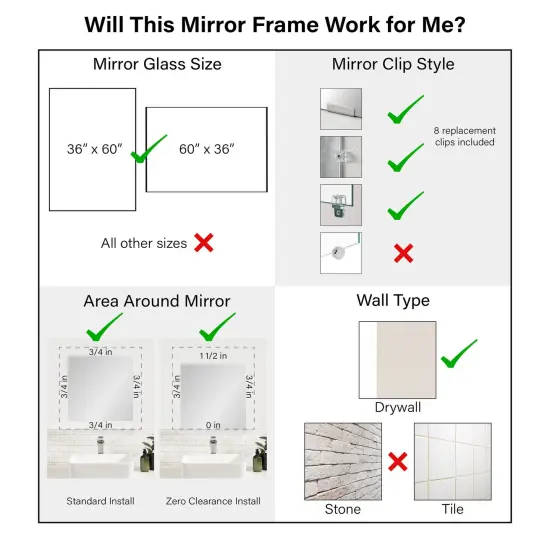 Amanti Art Mirror Makeover Bathroom Mirror Frame Border Kit -Fully Assembled Peel and Stick Frame - Mirror NOT Included - Parlor Trim Parlor Silver {3}