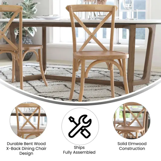 Emma and Oliver 2-pack X-Back Chair Medium White Grain {3}