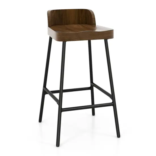 Costway Industrial Bar Stool 24.5" Saddle Seat Kitchen Dining Stool with Low Back {1}