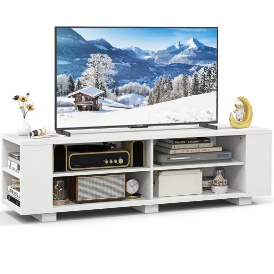 Costway 59'' Wood TV Stand Console Storage Entertainment Media Center w/ Adjustable Shelf {10}