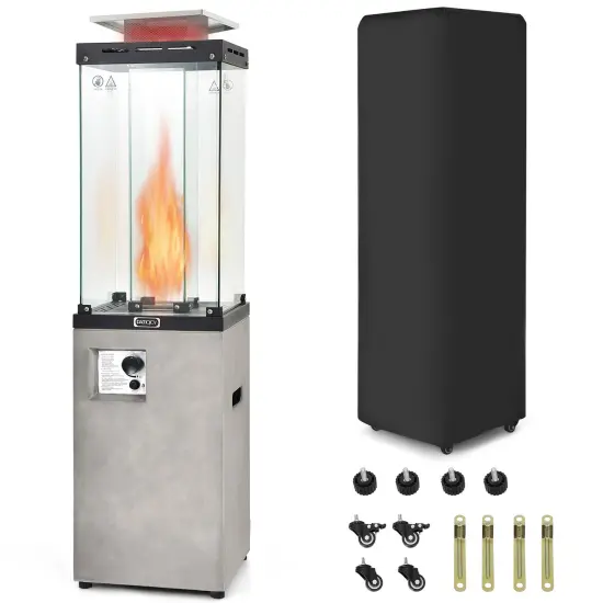 Propane Patio Heater with 41,000 BTU, Wheels and Waterproof Cover Grey {8}