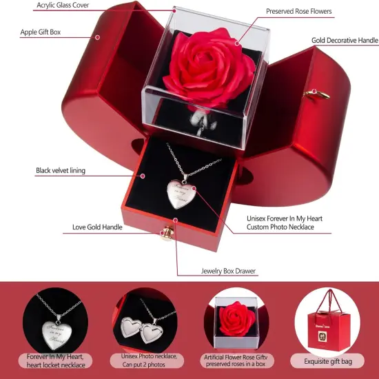 Forever Red Roses Heart Box {2}