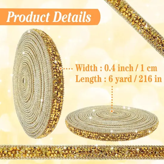 Self Adhesive Gold Resin Rhinestone Ribbon - 6 Yards (Gold 2) {2}