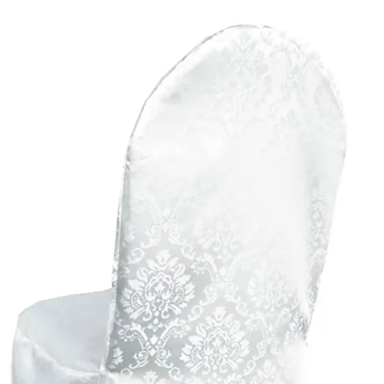 Marquis Damask Jacquard Polyester Chair Cover White {3}