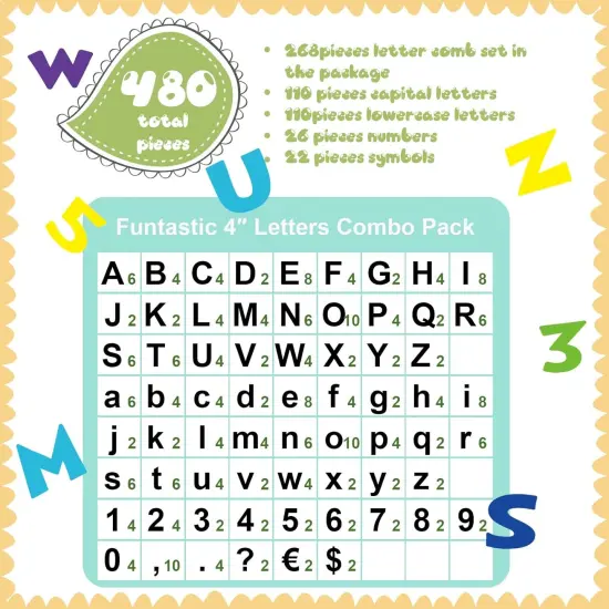 268 Pcs 5 Inch Colorful Bulletin Board Letters Combo Set, Chalkboard Alphabet Letters {2}