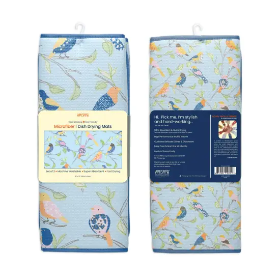 Floral Finch & Friends Microfiber Dish Drying Mats, Set of 2 {6}